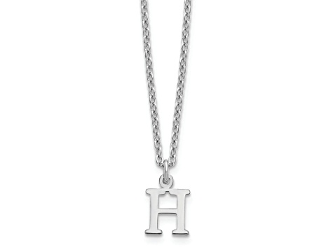 Rhodium Over Sterling Silver Cutout Letter H Initial Necklace