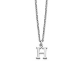 Rhodium Over Sterling Silver Cutout Letter H Initial Necklace