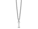 Rhodium Over Sterling Silver Cutout Letter I Initial Necklace