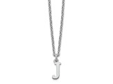 Rhodium Over Sterling Silver Cutout Letter J Initial Necklace