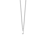 Rhodium Over Sterling Silver Cutout Letter J Initial Necklace