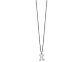 Rhodium Over Sterling Silver Cutout Letter K Initial Necklace