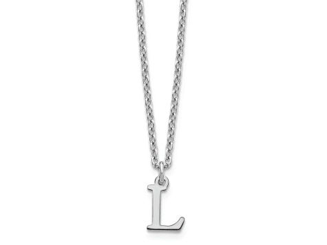 Rhodium Over Sterling Silver Cutout Letter L  Initial Necklace