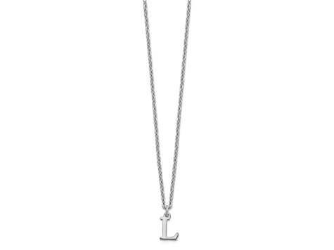 Rhodium Over Sterling Silver Cutout Letter L  Initial Necklace