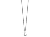 Rhodium Over Sterling Silver Cutout Letter L  Initial Necklace