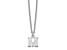 Rhodium Over Sterling Silver Cutout Letter M Initial Necklace