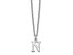 Rhodium Over Sterling Silver Cutout Letter N  Initial Necklace