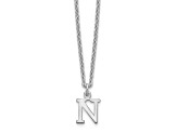 Rhodium Over Sterling Silver Cutout Letter N Initial Necklace