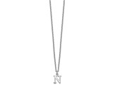 Rhodium Over Sterling Silver Cutout Letter N  Initial Necklace