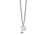 Rhodium Over Sterling Silver Cutout Letter P  Initial Necklace