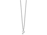 Rhodium Over Sterling Silver Cutout Letter P  Initial Necklace