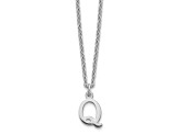 Rhodium Over Sterling Silver Cutout Letter Q  Initial Necklace