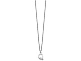 Rhodium Over Sterling Silver Cutout Letter Q  Initial Necklace