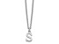 Rhodium Over Sterling Silver Cutout Letter S Initial Necklace