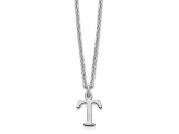 Rhodium Over Sterling Silver Cutout Letter T Initial Necklace