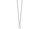 Rhodium Over Sterling Silver Cutout Letter U  Initial Necklace