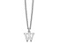 Rhodium Over Sterling Silver Cutout Letter W  Initial Necklace