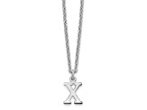 Rhodium Over Sterling Silver Cutout Letter X Initial Necklace