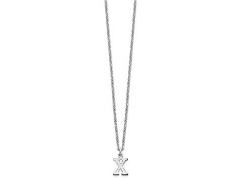 Rhodium Over Sterling Silver Cutout Letter X Initial Necklace