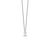 Rhodium Over Sterling Silver Cutout Letter X Initial Necklace