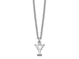 Rhodium Over Sterling Silver Cutout Letter Y Initial Necklace