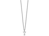 Rhodium Over Sterling Silver Cutout Letter Y Initial Necklace