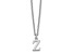 Rhodium Over Sterling Silver Cutout Letter Z Initial Necklace