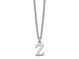 Rhodium Over Sterling Silver Cutout Letter Z Initial Necklace