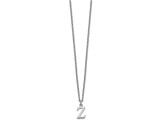 Rhodium Over Sterling Silver Cutout Letter Z Initial Necklace