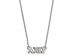Rhodium Over Sterling Silver LogoArt Alpha Chi Omega Extra Small Pendant Necklace