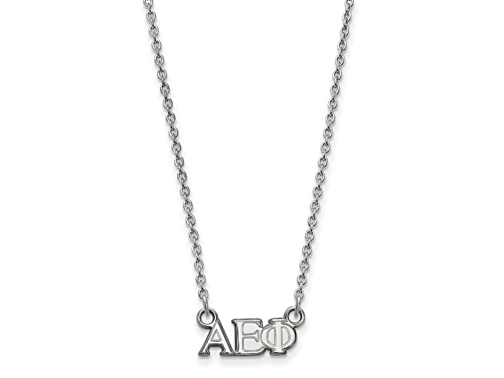 Rhodium Over Sterling Silver LogoArt Alpha Epsilon Phi Extra Small Pendant Necklace