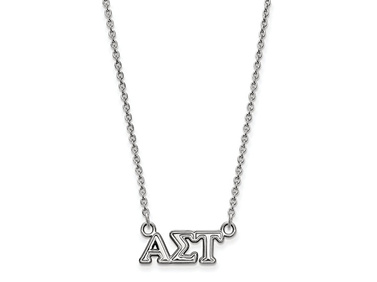 Rhodium Over Sterling Silver LogoArt Alpha Sigma Tau Extra Small Pendant Necklace
