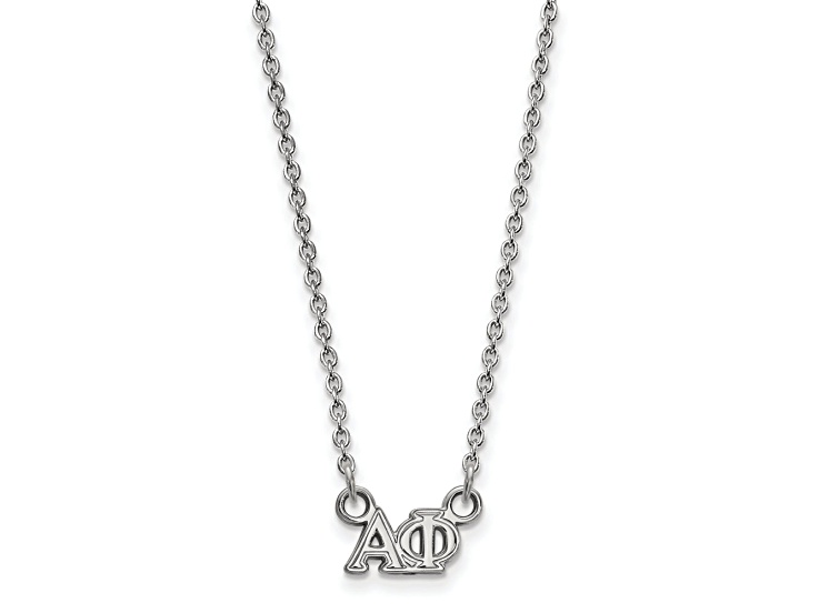 Rhodium Over Sterling Silver LogoArt Alpha Phi Extra Small Pendant Necklace