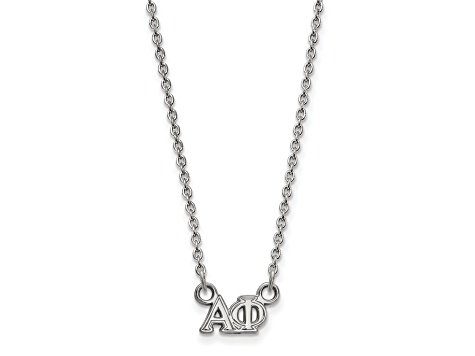 Rhodium Over Sterling Silver LogoArt Alpha Phi Extra Small Pendant Necklace