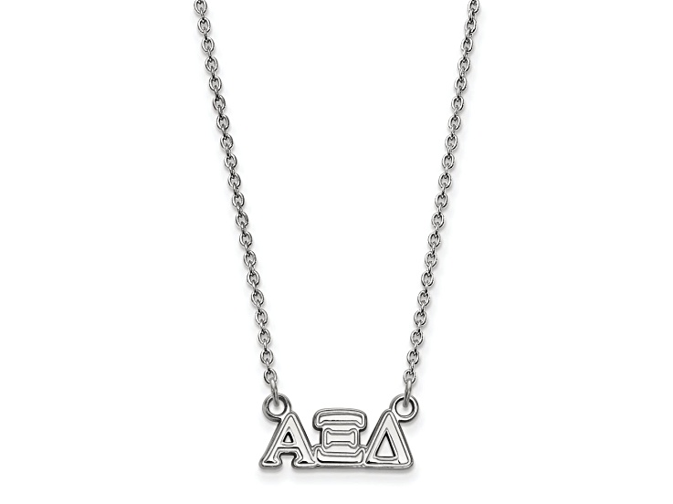 Rhodium Over Sterling Silver LogoArt Alpha Xi Delta Extra Small Pendant Necklace