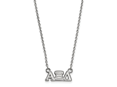 Rhodium Over Sterling Silver LogoArt Alpha Xi Delta Extra Small Pendant Necklace