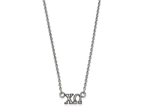 Rhodium Over Sterling Silver LogoArt Chi Omega Extra Small Pendant Necklace