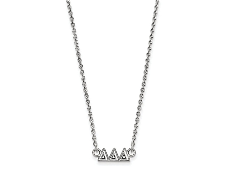 Rhodium Over Sterling Silver LogoArt Delta Delta Delta Extra Small Pendant Necklace