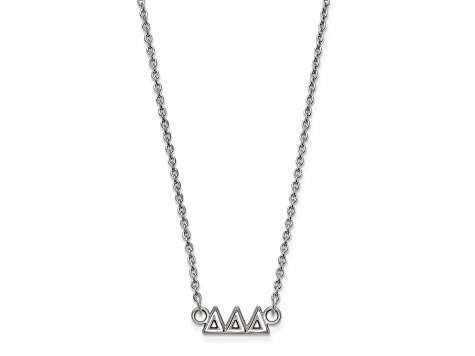 Rhodium Over Sterling Silver LogoArt Delta Delta Delta Extra Small Pendant Necklace