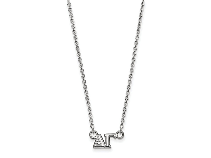 Rhodium Over Sterling Silver LogoArt Delta Gamma Extra Small Pendant Necklace