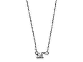Rhodium Over Sterling Silver LogoArt Delta Gamma Extra Small Pendant Necklace