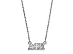 Rhodium Over Sterling Silver LogoArt Delta Phi Epsilon Extra Small Pendant Necklace