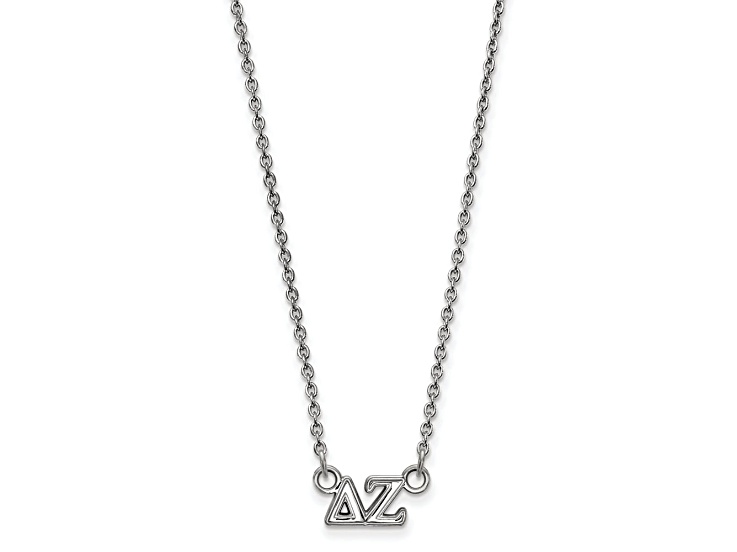 Rhodium Over Sterling Silver LogoArt Delta Zeta Extra Small Pendant Necklace