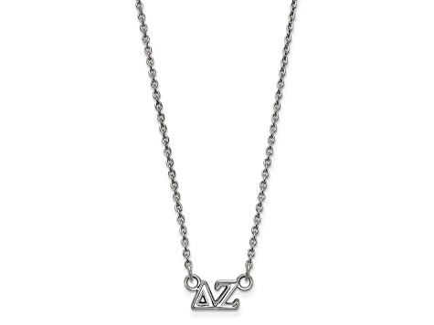 Rhodium Over Sterling Silver LogoArt Delta Zeta Extra Small Pendant Necklace