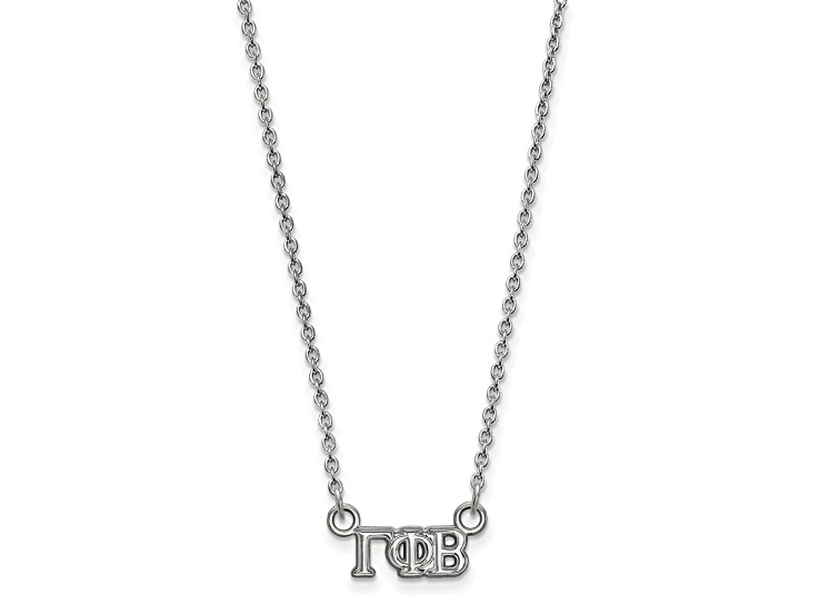 Rhodium Over Sterling Silver LogoArt Gamma Phi Beta Extra Small Pendant Necklace