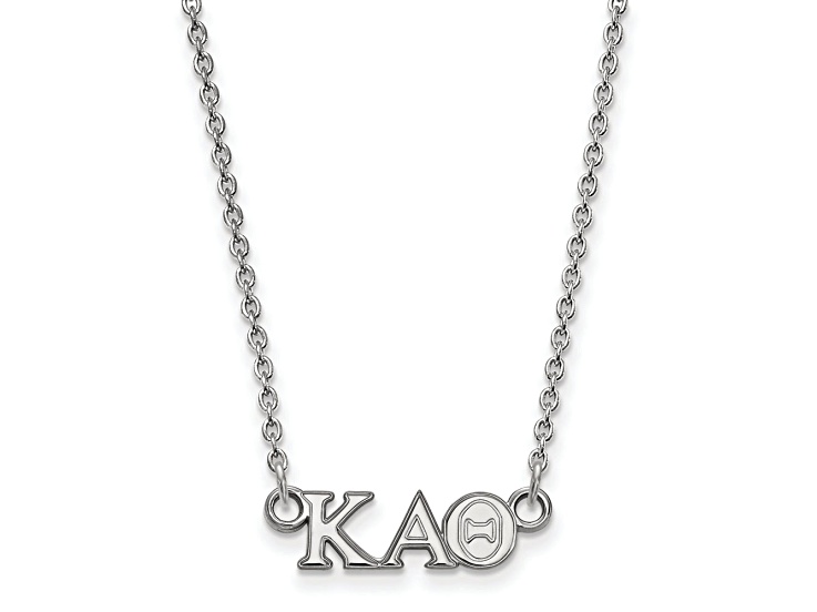 Rhodium Over Sterling Silver LogoArt Kappa Alpha Theta Extra Small Pendant Necklace