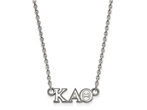 Rhodium Over Sterling Silver LogoArt Kappa Alpha Theta Extra Small Pendant Necklace