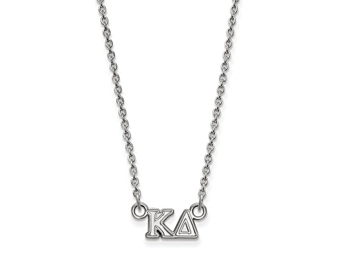 Rhodium Over Sterling Silver LogoArt Kappa Delta Extra Small Pendant Necklace