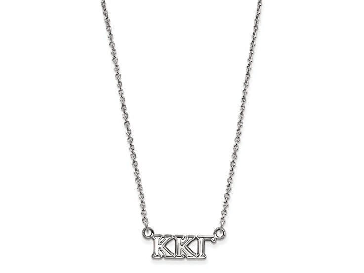 Rhodium Over Sterling Silver LogoArt Kappa Kappa Gamma Extra Small Pendant Necklace