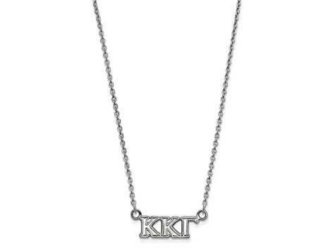 Rhodium Over Sterling Silver LogoArt Kappa Kappa Gamma Extra Small Pendant Necklace